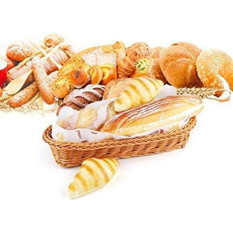 

ZL Wicker Woven Basket Bread Tray Serving For Food Fruit Cosmetic Storage Tabletop Bathroom Storage Kitchen Organizer