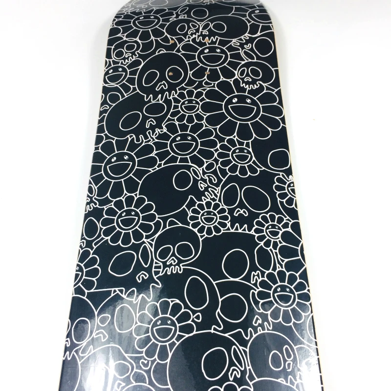 

Takashi Murakami Skateboard Black Deck Hand Drawn Comic Pattern TM/KK Sunflower Flowers Collection Decorations Pop Art