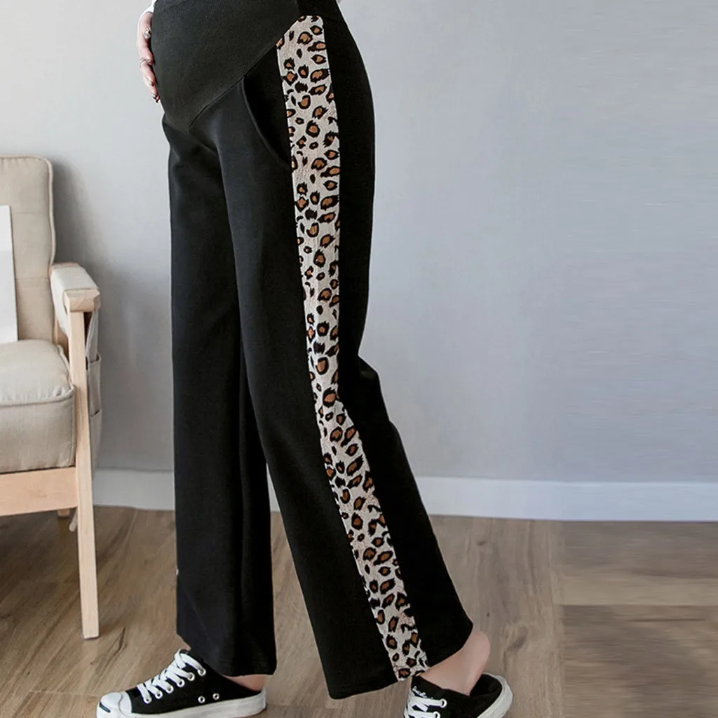 SAGACE штаны для беременных с леопардовым принтом прямые брюки повседневные
