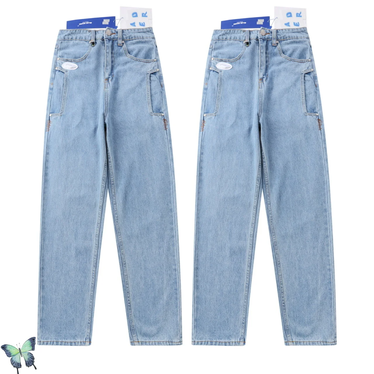 

Новые Классические потертые узкие джинсы Ader Error для мужчин и женщин, однотонные Высококачественные Универсальные джинсы, быстрая доставка