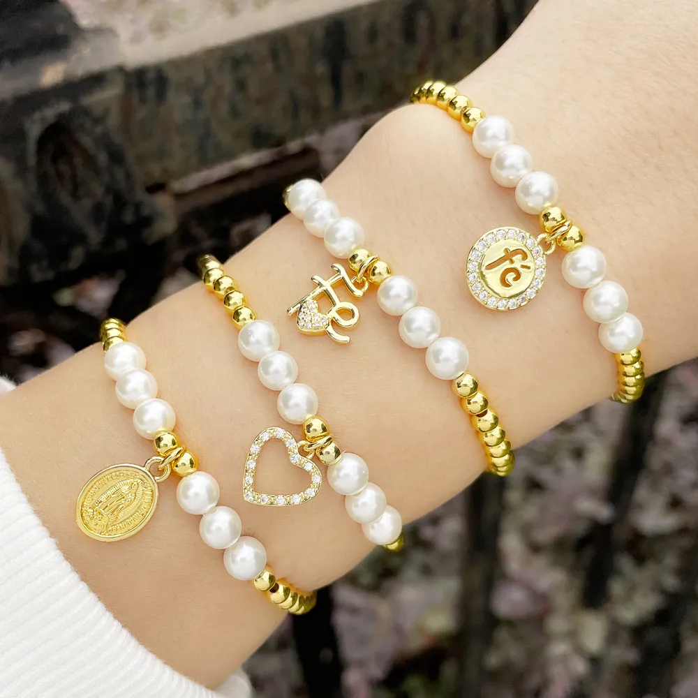 

Oval Virgin Mary Bracelet Gold Beads Bracelets for Women FE Faith Bracelet Catholic Jewelry virgen de guadalupe brte50