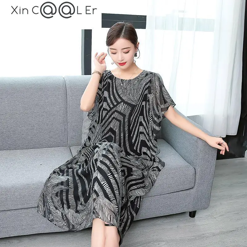 Женское платье из искусственного шелка повседневное свободное без рукавов в