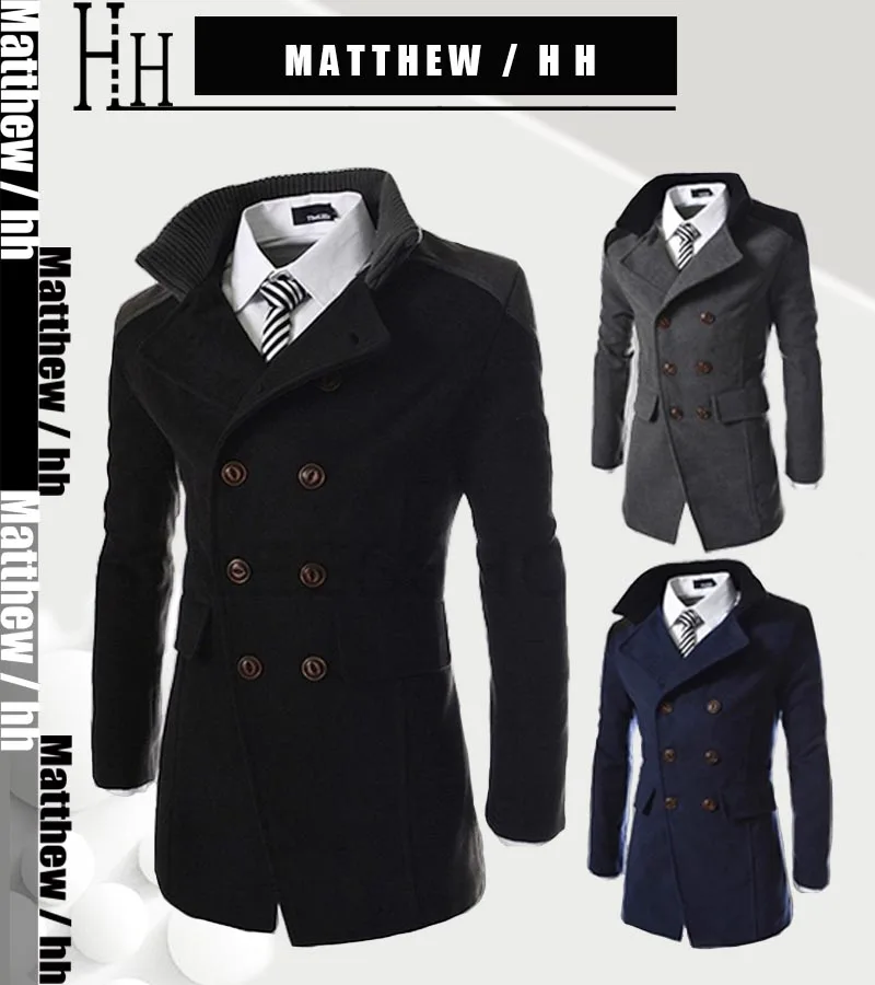 

Men's autumn long windbreaker coat business casual long sleeve warm L003