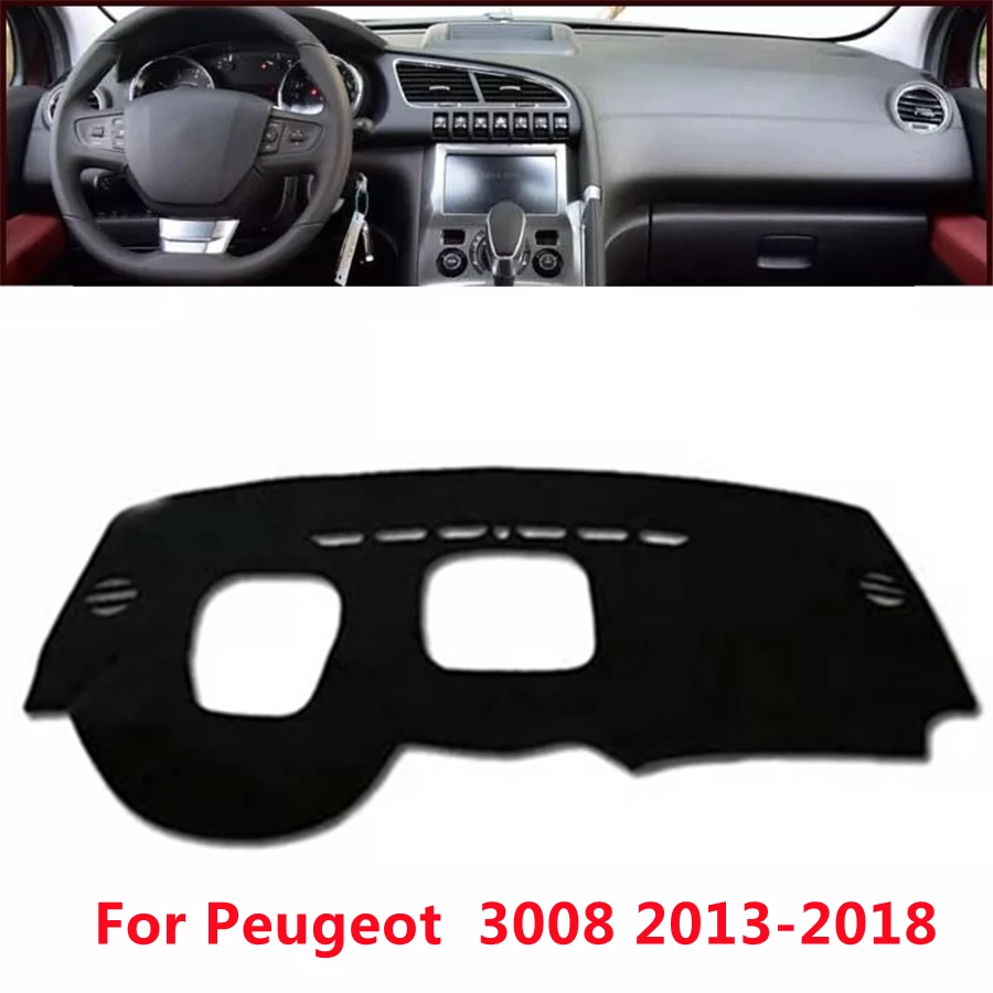Черный автомобильный коврик для приборной панели Peugeot 3008 (2013-2018) 2014 2015 2016