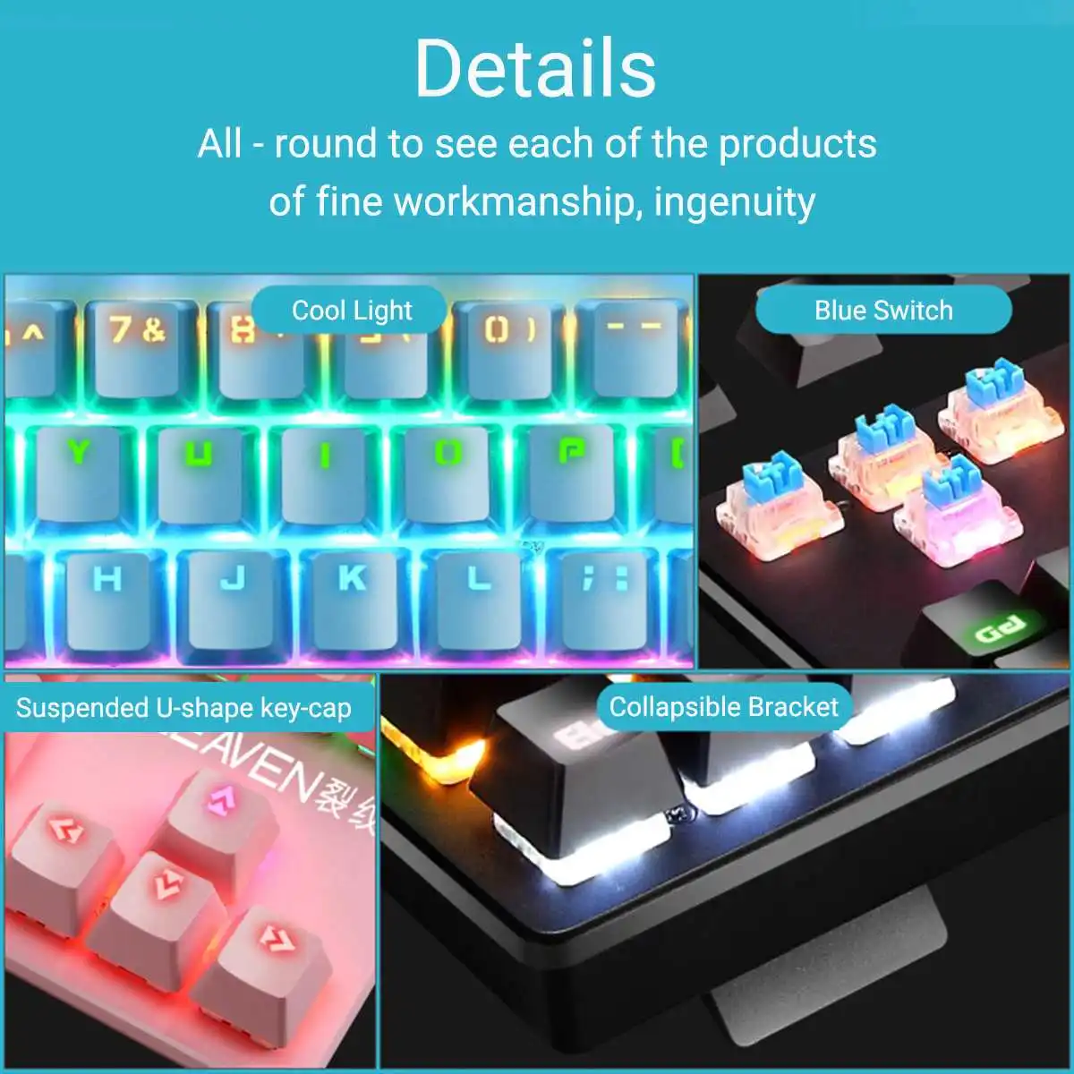 

87-Key Crack Punk Mechanical Keyboard Blue Axis Game Competitive Office Notebook Professional Gaming for Windows XP/7/8/10