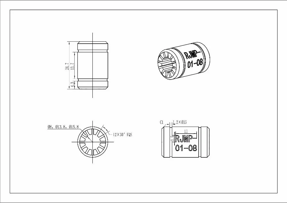 2 шт. LM8UU 3d принтер твердый полимерный подшипник 8 мм вал RJMP-01-08 пластиковые линейные подшипники втулка для Mendel 3d части принтера