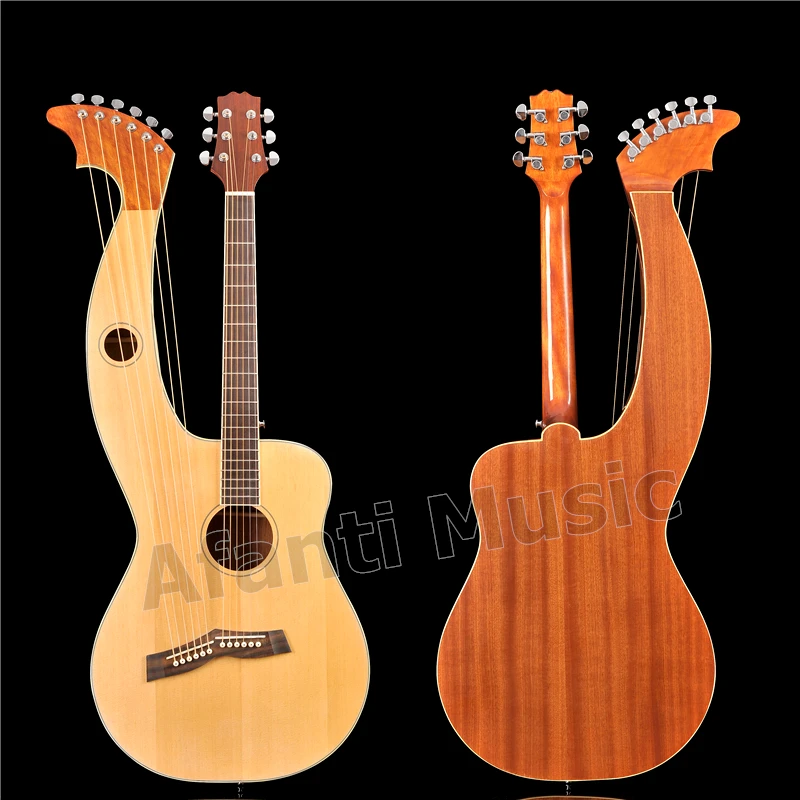 

Spruce top / Sapele Back & Sides / Rosewood Fingerboard & Nut Afanti Harp guitar (AHP-1006-S)