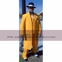 Costume 3 pièces pour homme, veste longue de smoking pour marié, Blazer + pantalon + gilet, coupe ajustée  (1)