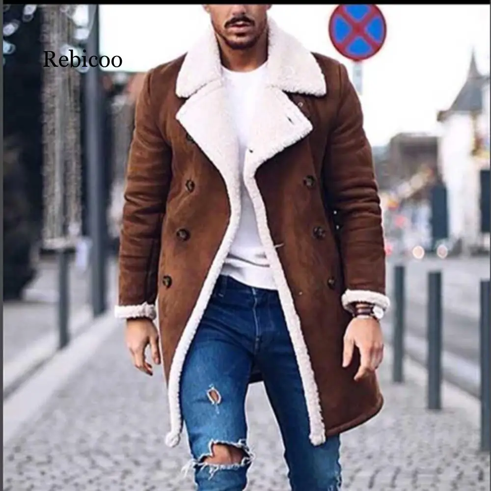 

Men's Wool Warm Winter Trench Long Outwear Button Smart Overcoat Coats waterproof windproof winter jacket men