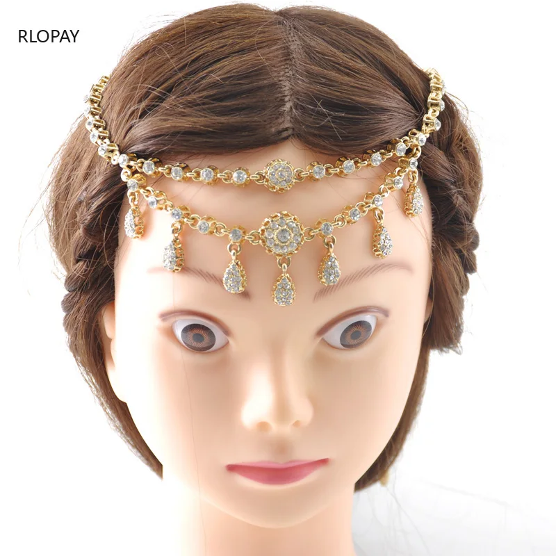 Золотые кисточки свадебный головной убор со стразами аксессуары для волос Algeria