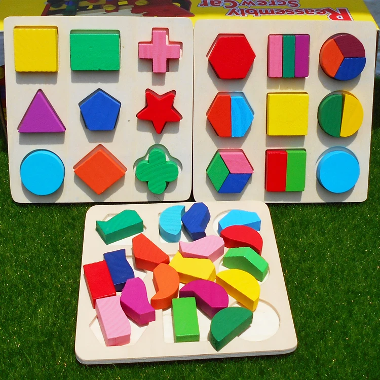 Деревянные геометрические формы головоломка Монтессори Сортировка