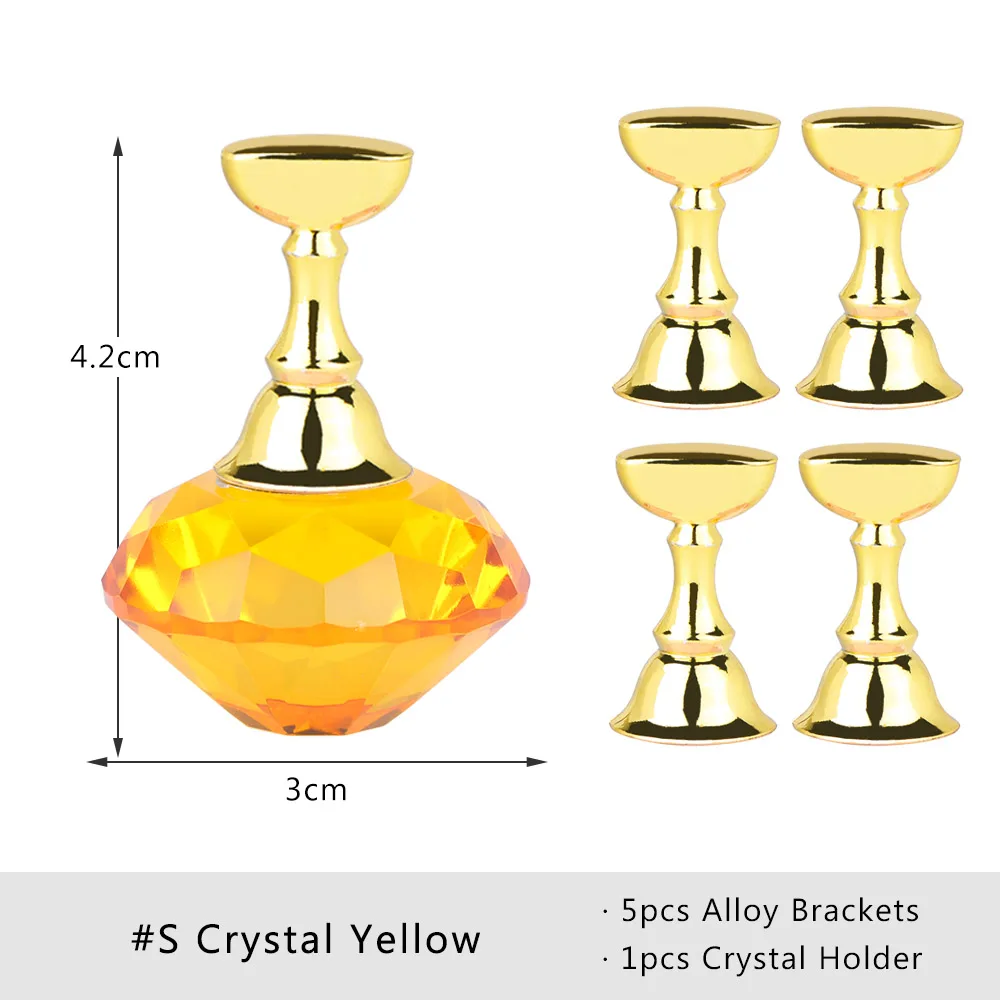 S Crystal Yellow 1 набор, магнитный держатель для ногтей из сплава, практичный дисплей, стенд, акриловые хрустальные подставки, накладные кончики для ногтей, для салона, для самостоятельного маникюра, инструменты LA741 - Цвет: S Crystal Yellow