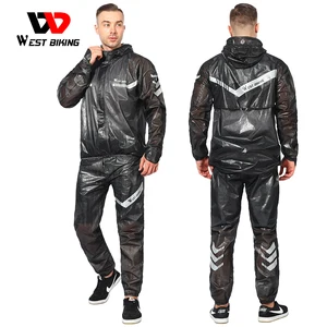 WEST BIKING Cycling Raincoat Set Waterproof Jacket Men Hooded Rain Coat Reflective Jersey Pants Spor