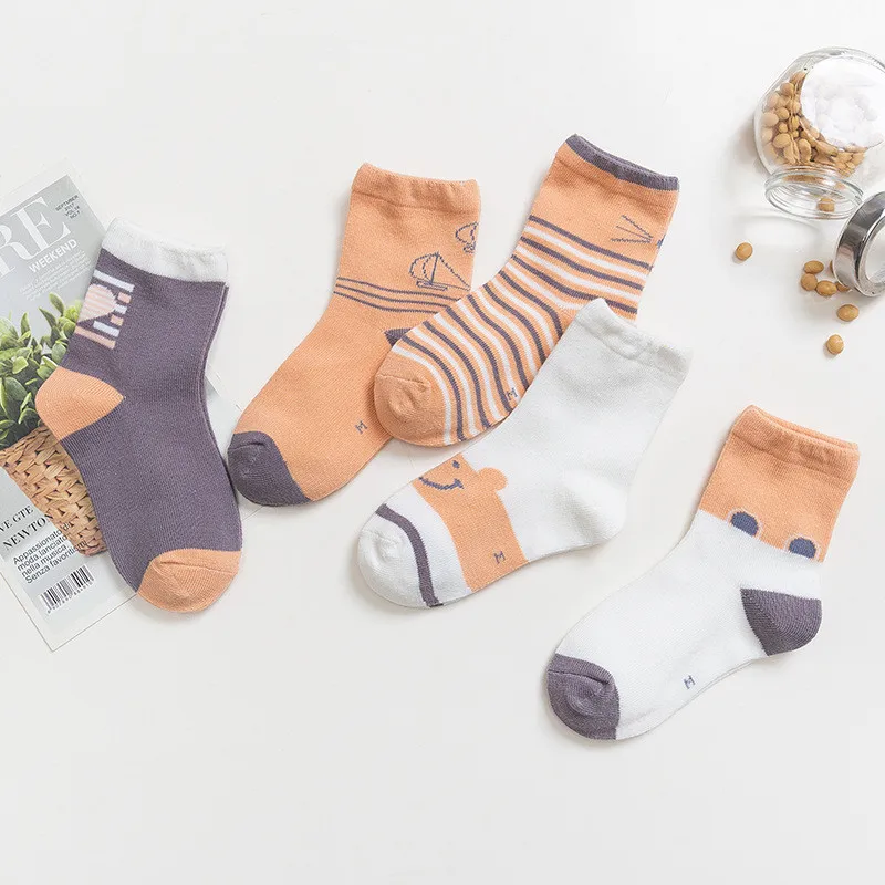 5 пар/лот детские носки для девочек хлопковые мальчиков осенне зимние с героями