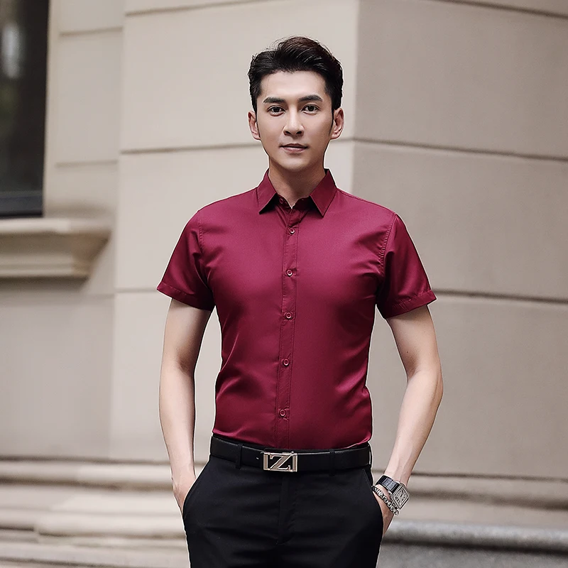 

Oversize 5XL Mens Office Formal Blouse Buttons Summer Autumn Solid Long / Short Sleeve Gentleman Casual Loose Work Shirts Tops