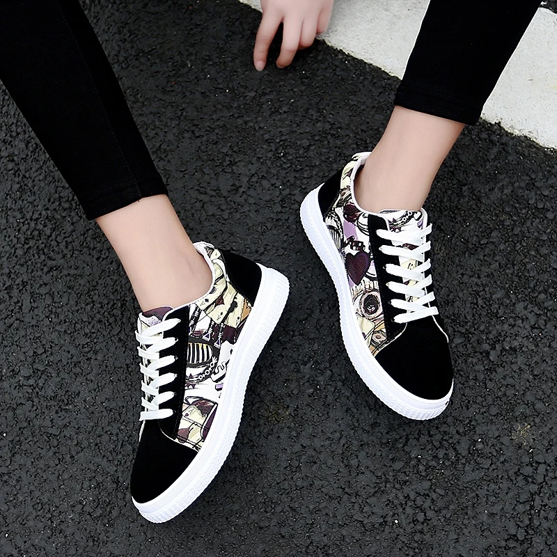 

Women Black Platform Sneakers Casual Vulcanized Shoes 2021 Autumn Plus Size 35-44 Lover Shoes Zapatillas Mujer