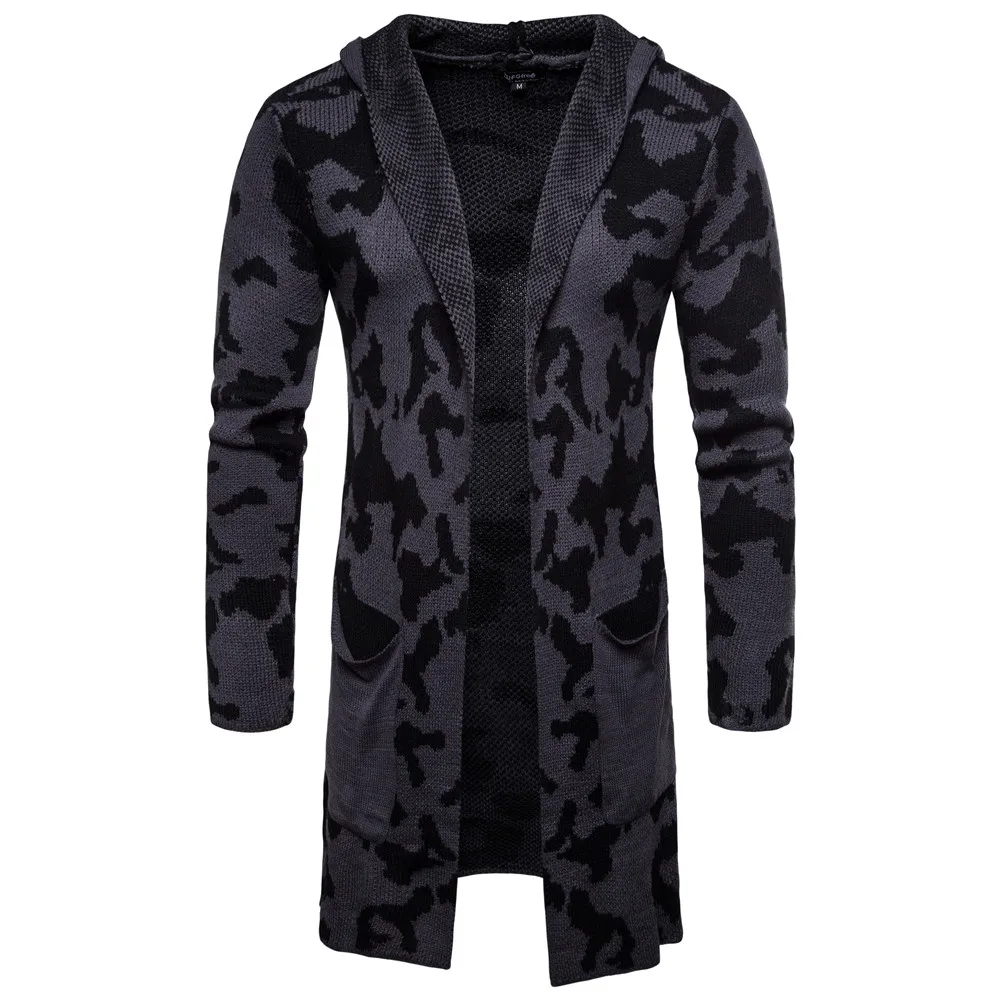 2018 осенний и зимний мужской свитер кардиган Камуфляжный с капюшоном | Мужская