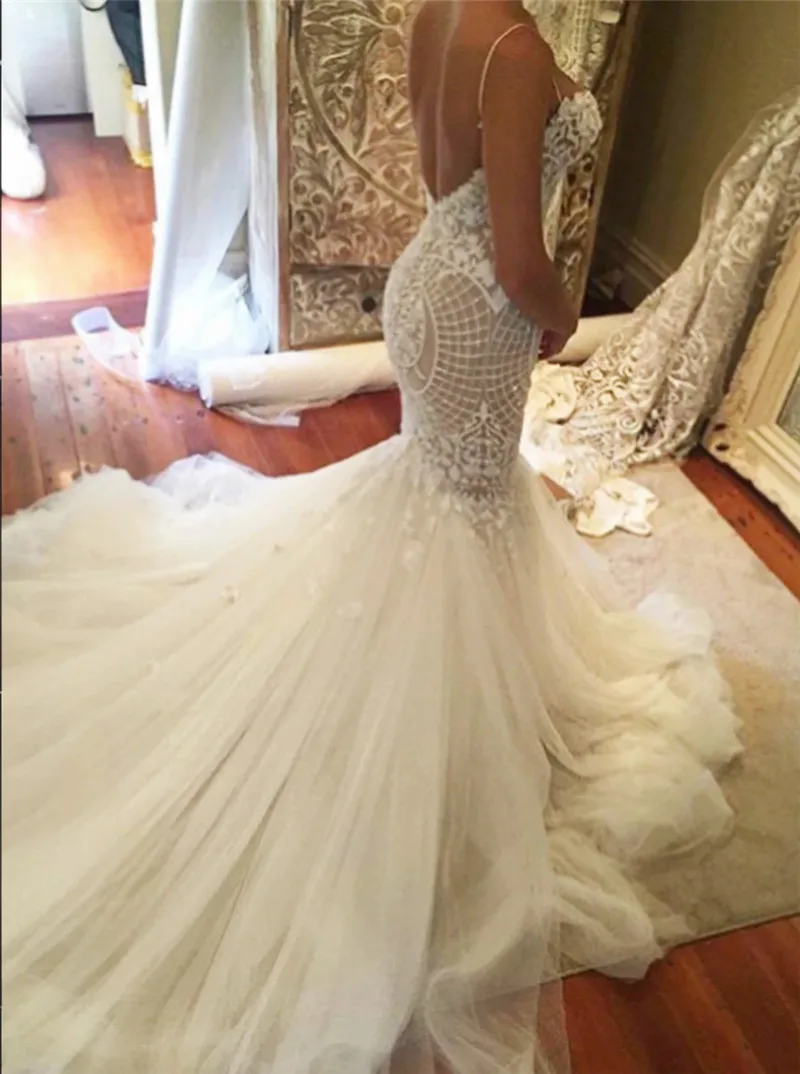 SWEMILE Русалка Кружева Свадебные платья Robe De Mariee пикантные тонкие бретельки невесты платья Свадебные платья Vestidos De Novia