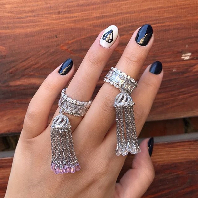 Серебро 925 пробы Кольцо Кисточки багетное для женщин с Белый Розовый Синий