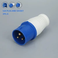 32a 3 pin 2pe ip44 waterproof male female electrical connector power connection industrial plug socket