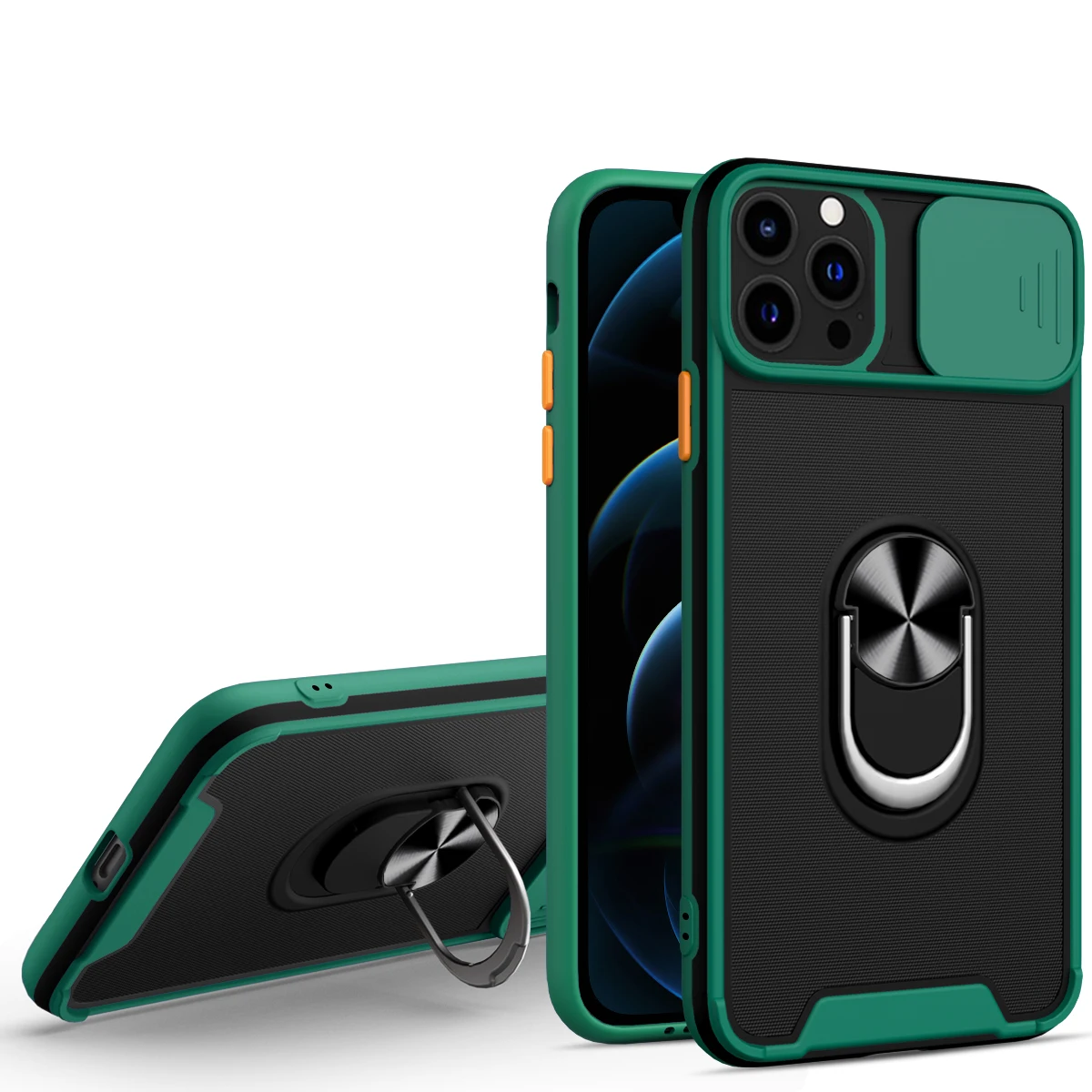 

Armor Push Window Ring Bracket Phone Case For iPhone 6 6S 7 8 11 12 13 Plus X XS XR Max Mini Pro SE 2020 Anti-fall Protect Cover
