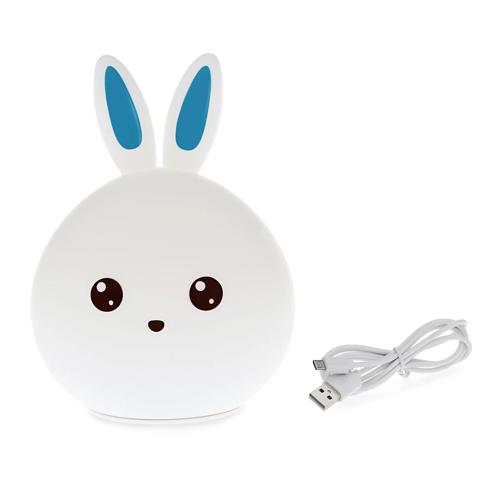 Прекрасный Кролик Силиконовый светодиодный ночник USB Перезаряжаемый для спальни