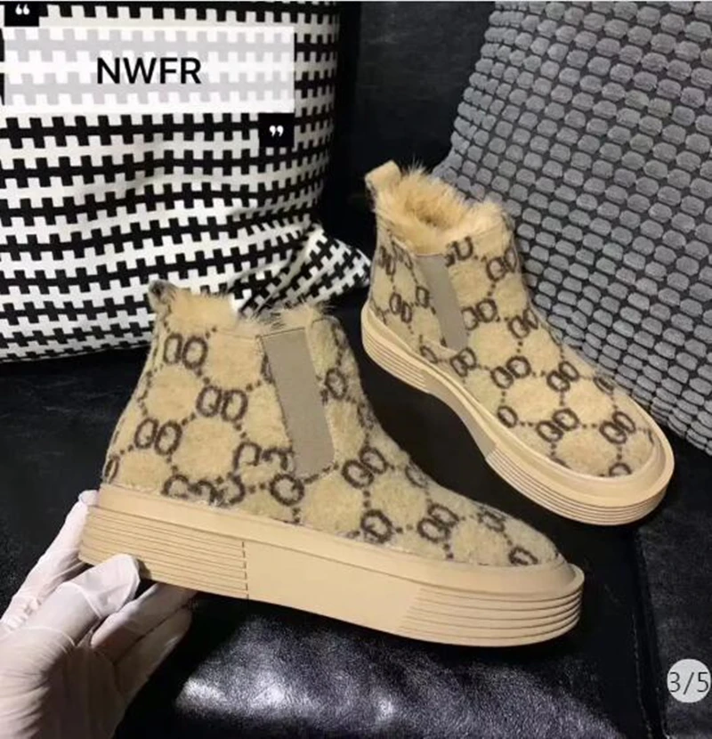 Женские ботинки с высоким берцем женская обувь Новинка зимы 2019 бархатная теплая