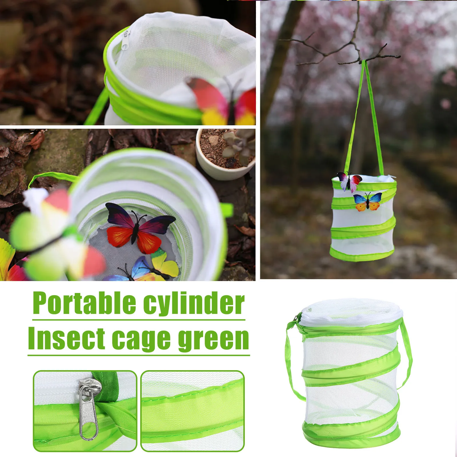 

Butterfly Insect Larvae Cage Foldedable Bee Hexapod Box Basket Garden Portable Hanging Habitat Housing Net Cloth Bird Supplies