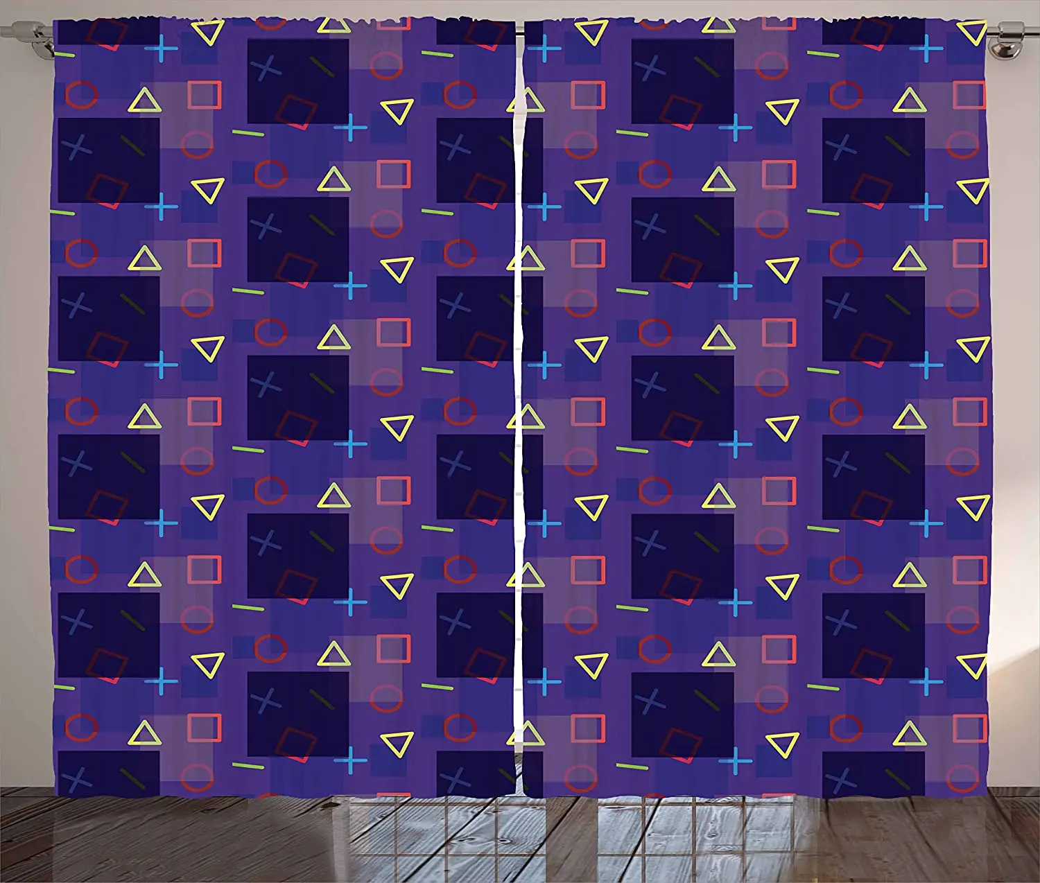 

Hipster Blackout Curtains Memphis Style Geometrical and Colorful Shapes Mathematics Science School Theme Windows Curtain