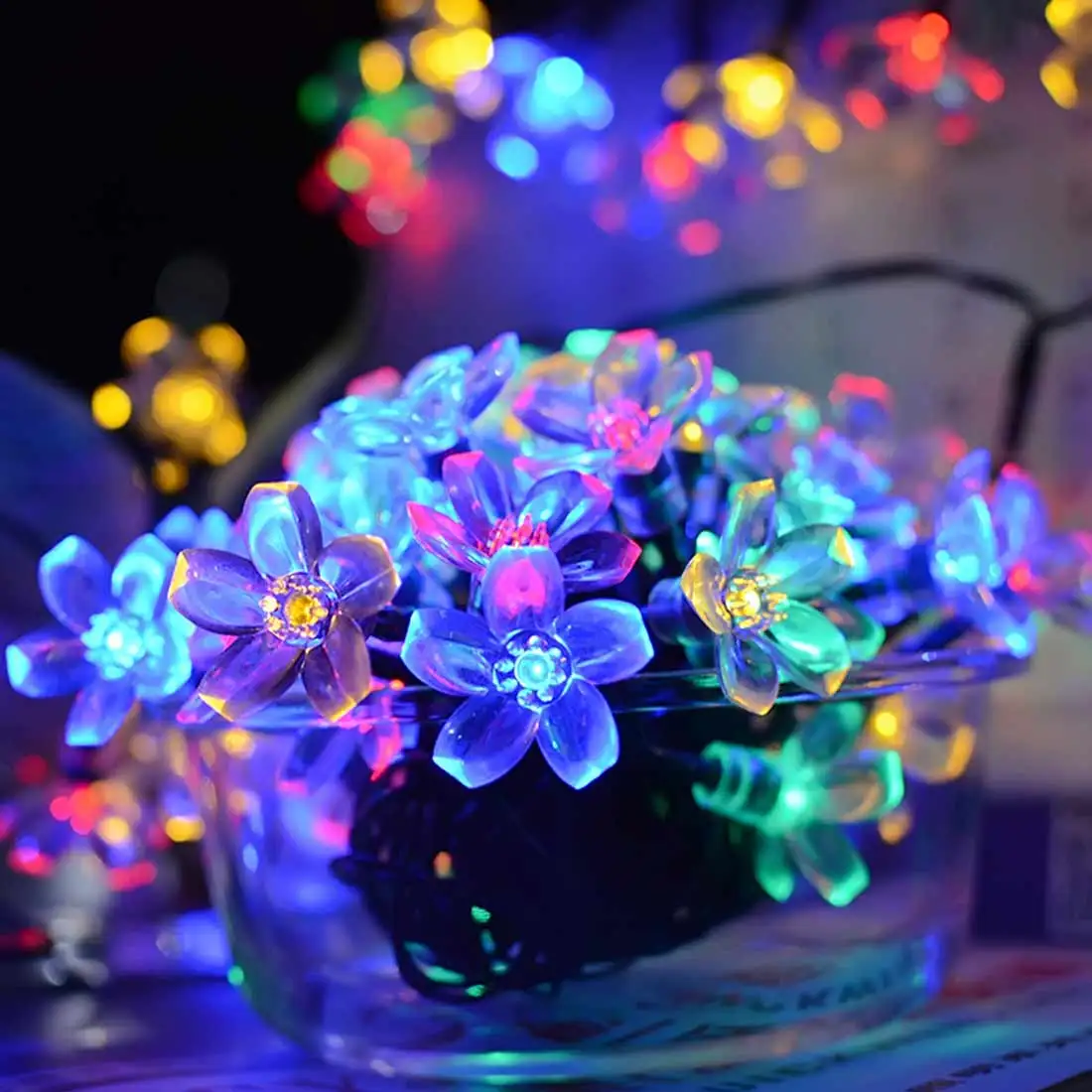 

Peach Blossom Flower LED String Fairy Lights Solar Garlands Garden Christmas Lighting Home Decor For Outdoor Solar Lamp Power