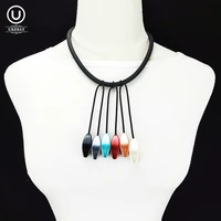 ukebay new rhombus pearl necklaces women pendant necklace boho accessories rubber rope sweater chains tassel necklace jewelry