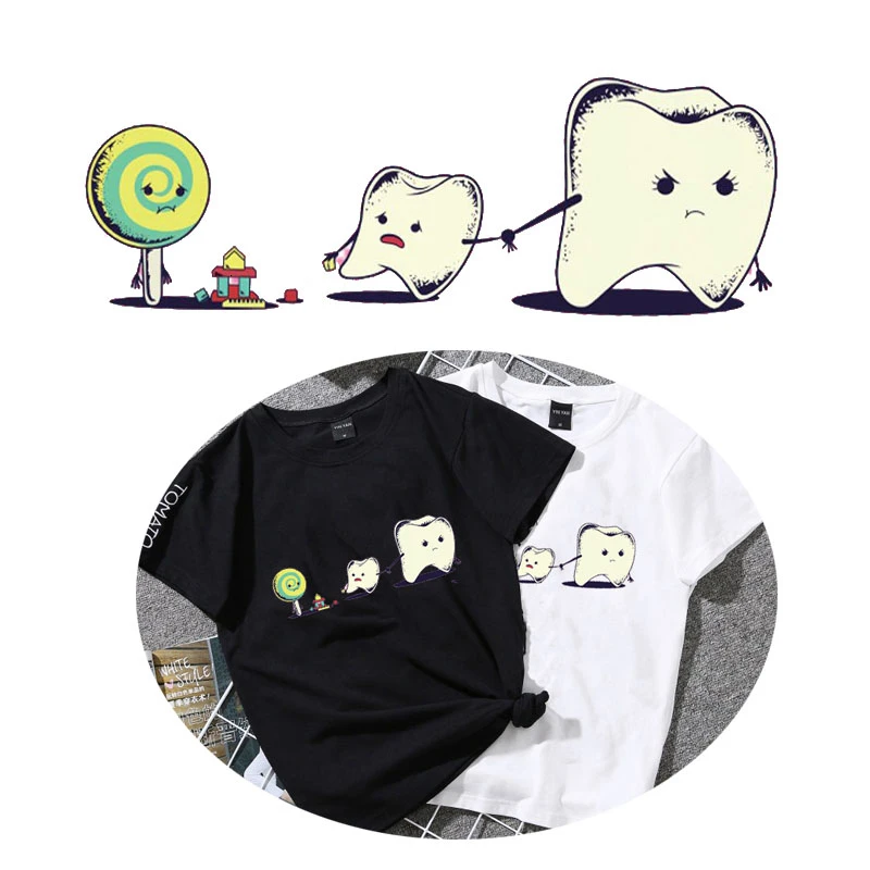 Трендовая индивидуальная печать зубьев далеко от раньше утюг на переводе