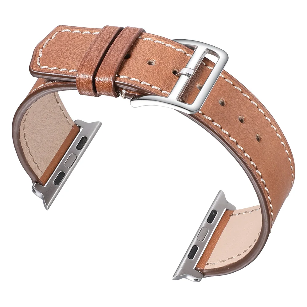 Ремешок iStrap для кожаных часов Apple Watch Series 4/3/2/1 спортивный кожаный браслет 42 мм 38