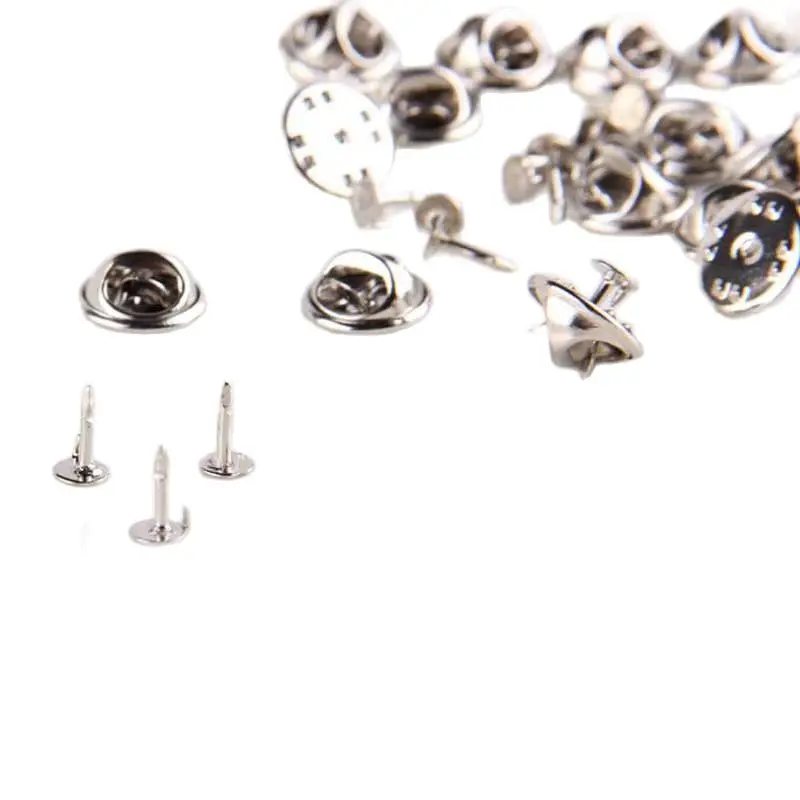 100 пар/лот 11 мм Серебряная бабочка клатчи булавки на спине броши фурнитура для