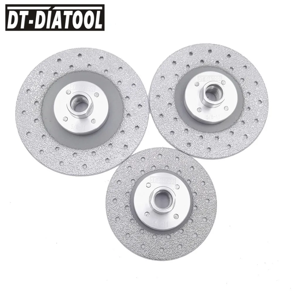 DT-DIATOOL 1pc M14 or 5/8-11 Thread Vacuum Brazed Double Side Coated Diamond Cutting Grinding Wheel For Cut Shapen Grind Smooth