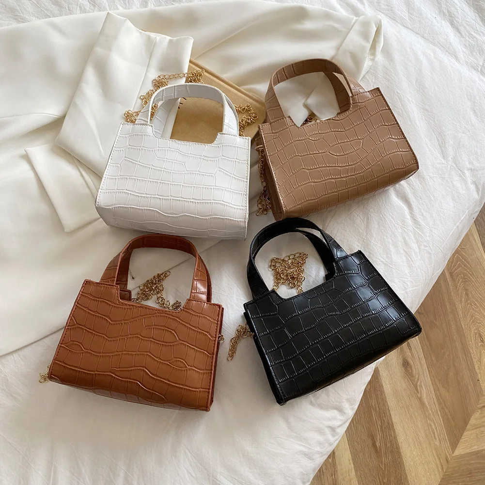 

Women Shoulder Bags PU Leather Fashion Underarm Bag Tote Ladies Solid Designed Handbags for Shopping with Alligator Pattern