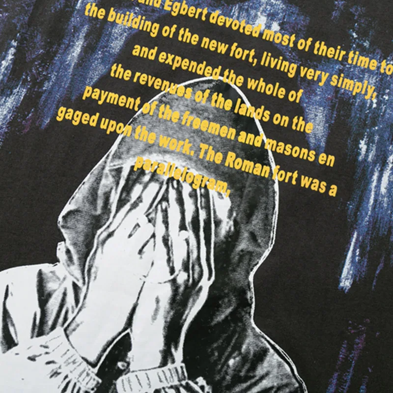 

JING ZHE Diablo Tshirts Men High Street Hip Hop Streetwear Cover Face Man Print Tops Cotton Couple Casual Skateboard Tees Shirts