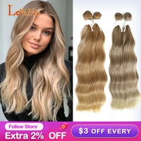 synthetic bundle loose wave hair bundles extensions 20 inch ombre blonde high temperature fiber 2pcslot 18 inch weave hair