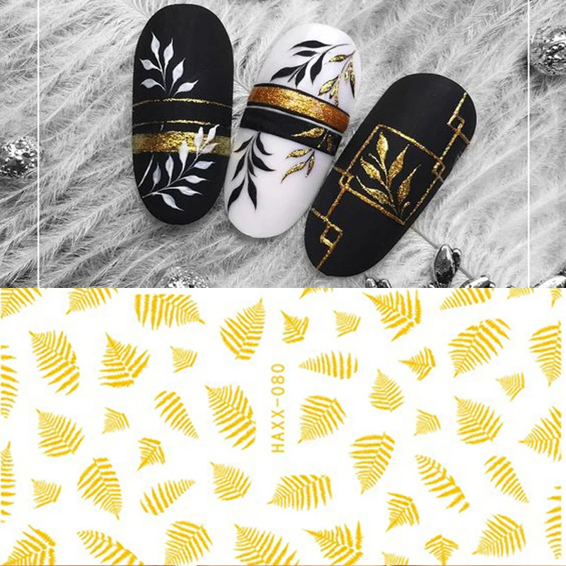 1 лист цветов листьев деревьев зеленых 3D бронзовых наклеек для ногтевого дизайна