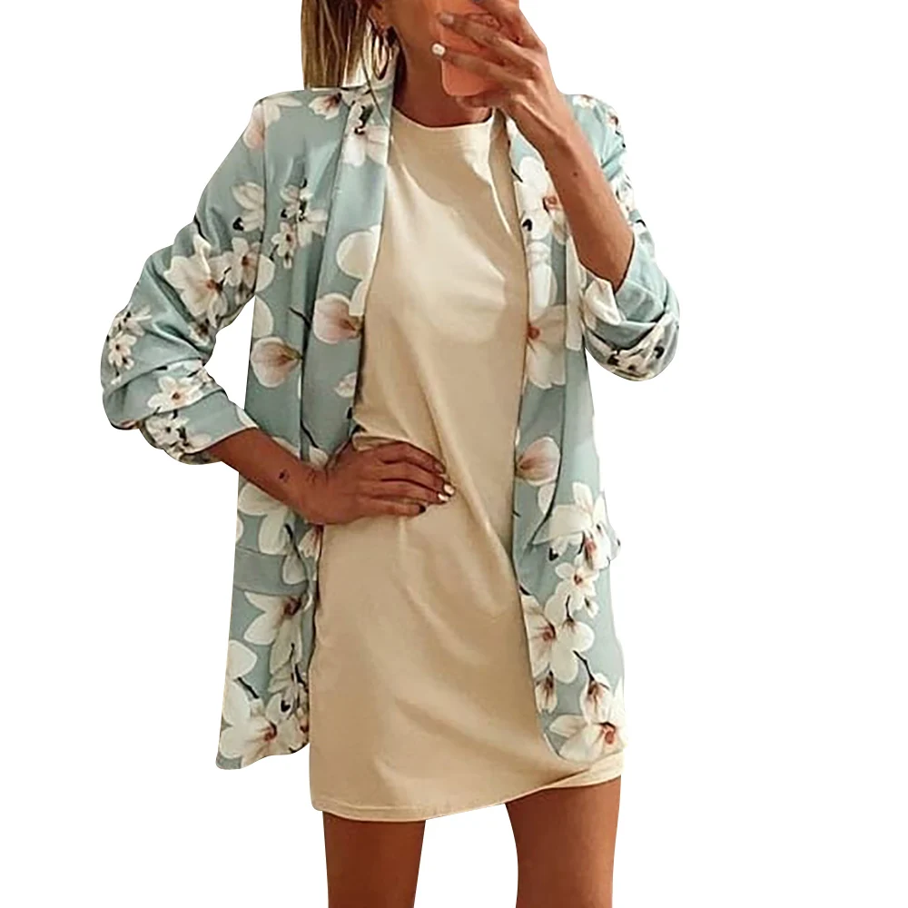 

Casual Long Women's windbreaker 2020 Autumn Long Sleeve Trench Coat for Woman Flower Print Clothing female Floral ropa mujer Q30