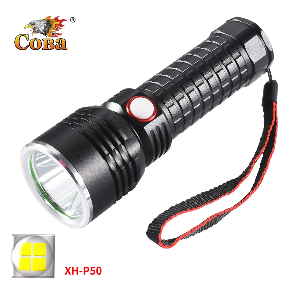 

COBA P50 led flashlight 2000LM Aluminum alloy torch waterproof usb rechargeable 18650/AAA battery 4 modes tactical light