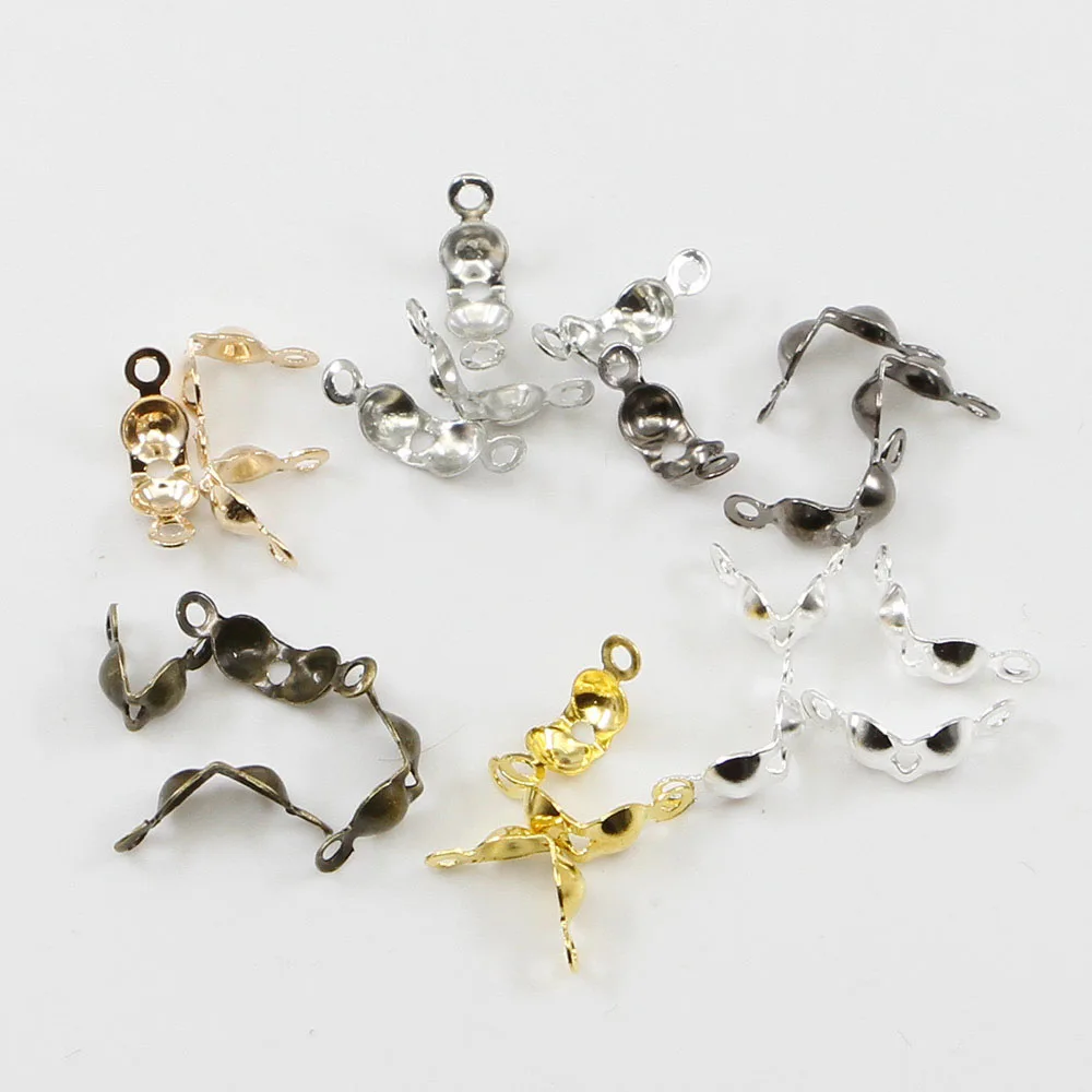 200pcs/lot Connector Clasp Fitting 4*7mm Ball Chain End Crimps Beads Components For DIY Jewelry Making Supplies | Украшения и