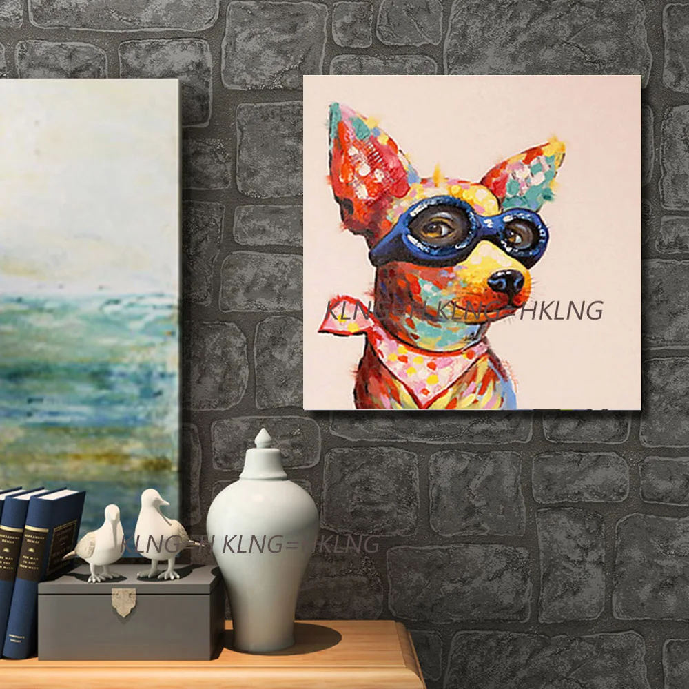

Pintura Original hecha a mano lienzo arte decoracin grande pintura al leo de animales abstracta sobre lienzo perro de gran tam