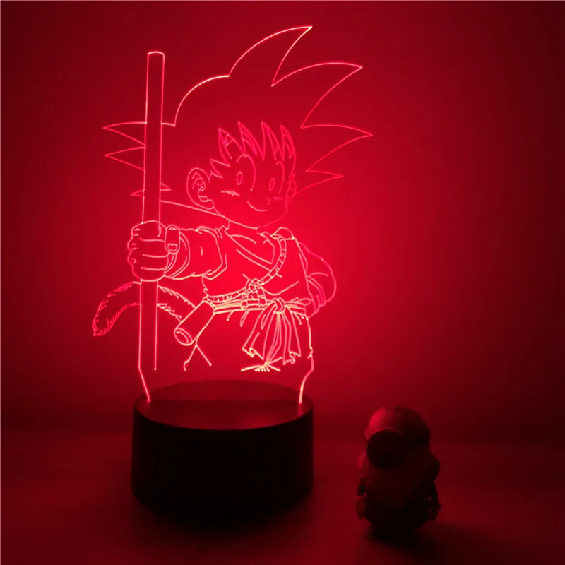 3D светодиодный ночной Светильник Dragon Ball Z Goku Super Saiyan, экшн-фигурка, 7 цветов, сенсорная Оптическая иллюзия, настольная лампа, режим украшения дома