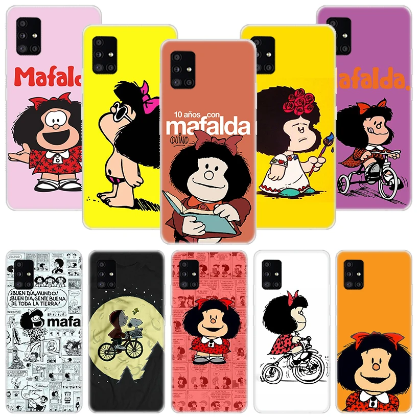 Mafalda Cartoon Phone Case For Samsung Galaxy A12 A22 A32 A42 A52 A72 A51 A71 5G A41 A31 A21 A02S M12 M21 M31 M30S Fundas