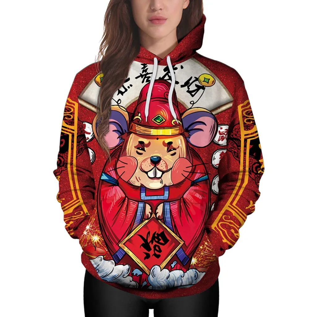 Горячая Новинка для пары модная блузка с капюшоном 3D принтом Толстовка длинным