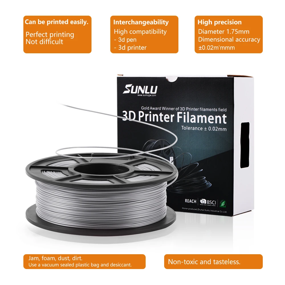 

PLA 3D Printer Filament 1.75mm 100KG PLA Metal Plastic Filament Material oversea warehouse fast ship Top Quality sublimation