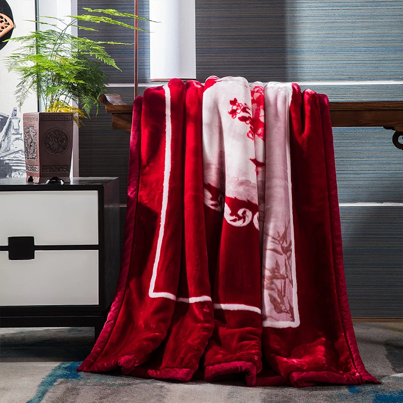 Красное роскошное Европейское стильное флисовое покрывало из ткани наволочки