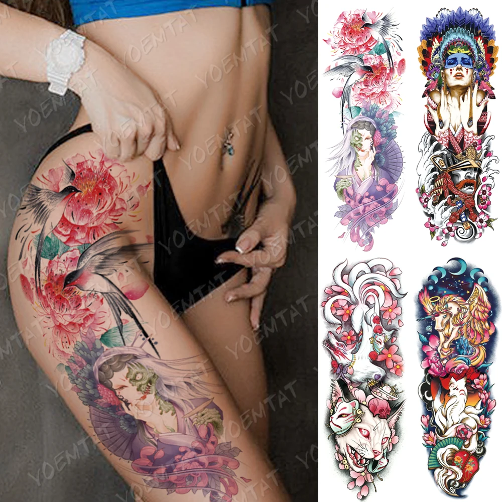 тату наклейки временные женские стикеры Большой татуировки рукава японский