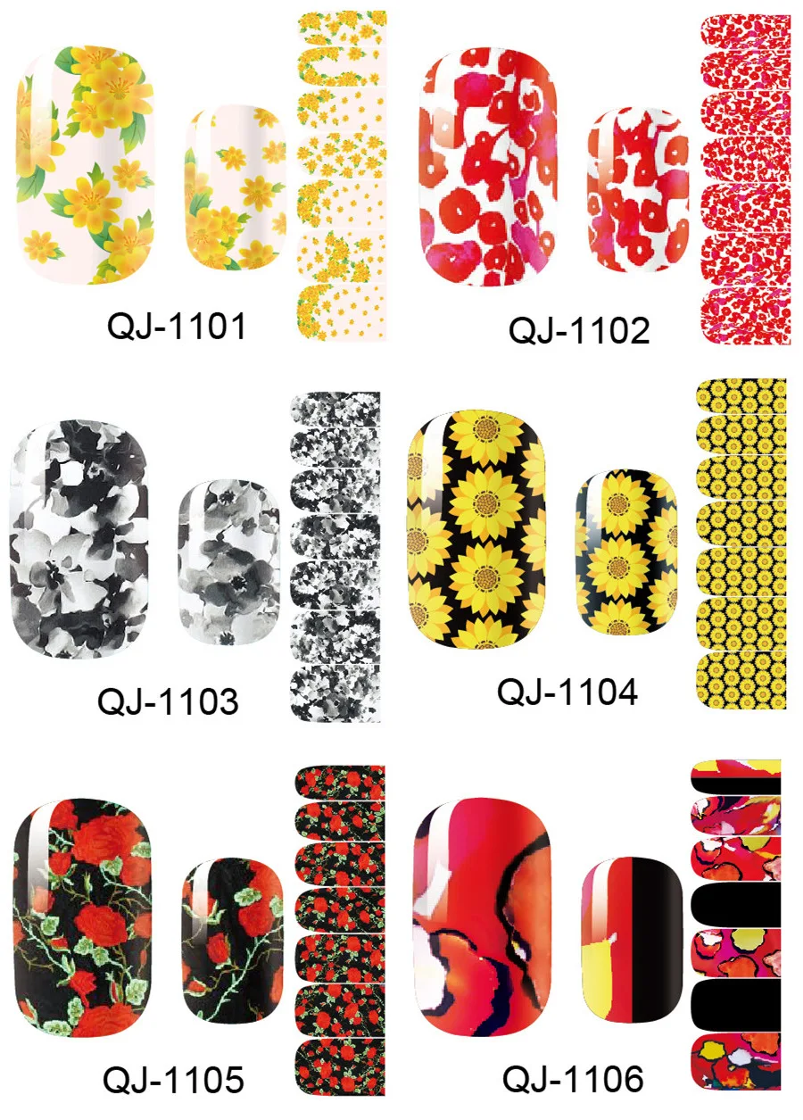 14 шт/лист видов цветочных сказочных ногтей Обертывания 3D Полные наклейки для